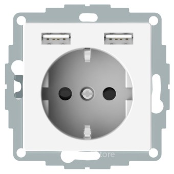 MTN2366-0319 - SM Розетка Schuko с 2 USB c зарядным устройством 2,4 A белый