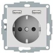MTN2366-0325 - SM Розетка Schuko с 2 USB c зарядным устройством 2,4 A активный белый