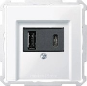 USB розетка для зарядки мобильных устройств тип А и USB тип С, активный-белый